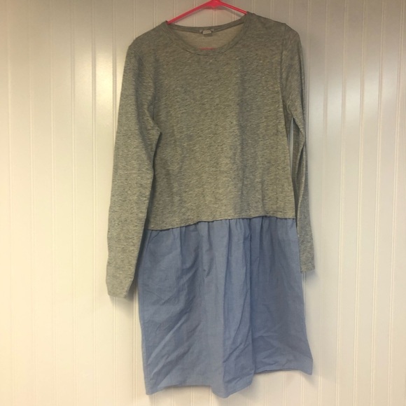 J Crew Gray and Blue Long Sleeve Dress Medium Pullover - Picture 1 of 3